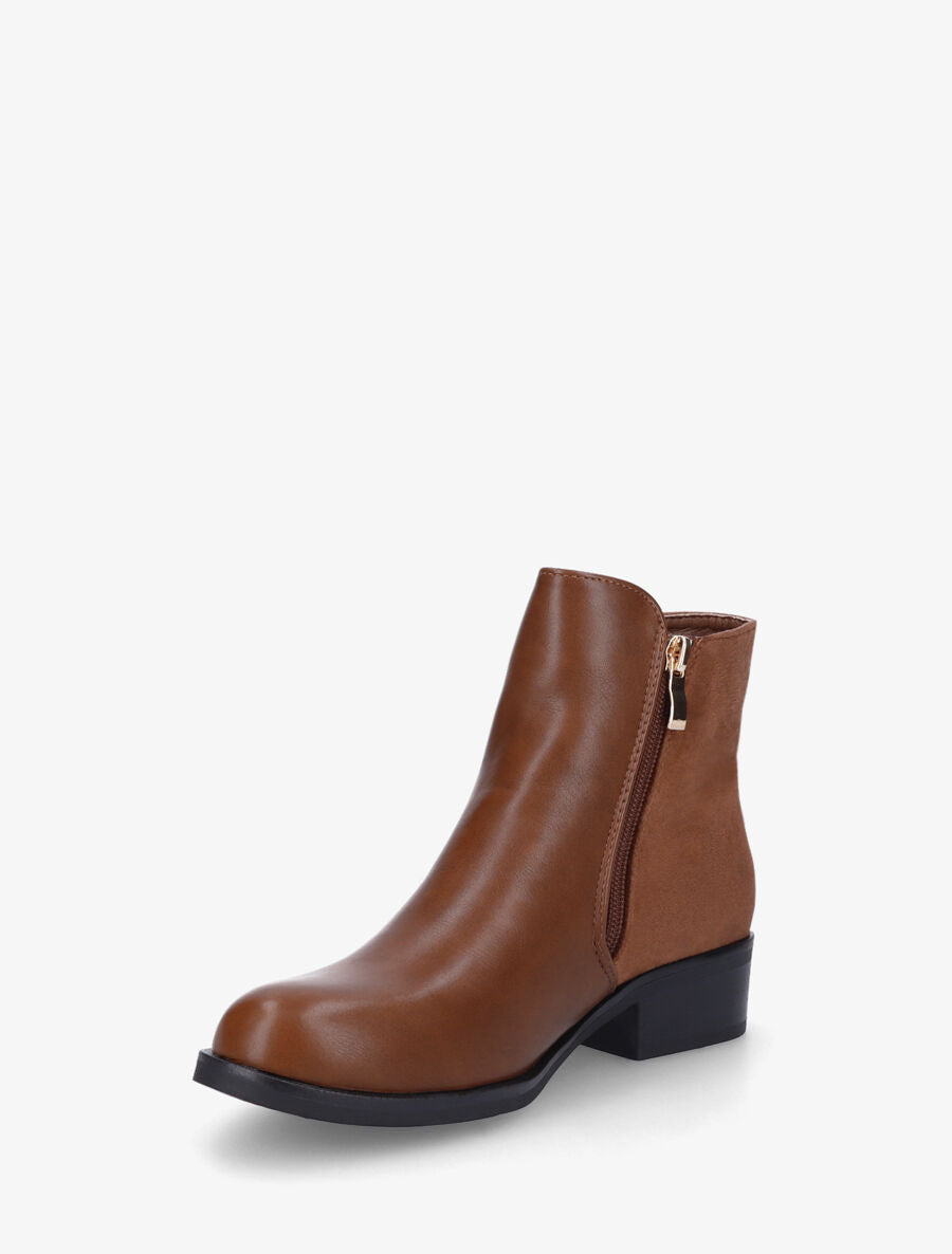 Bottines bi-matière et strass - Camel - 3