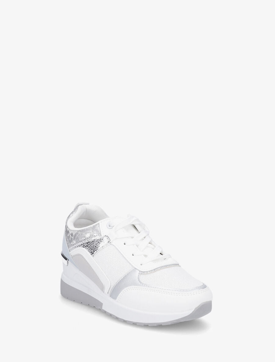 Sneakers compensées et empiècement métal - Blanc - 2
