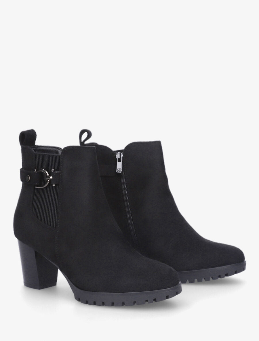 Bottines en suédine à talon - Noir - 4