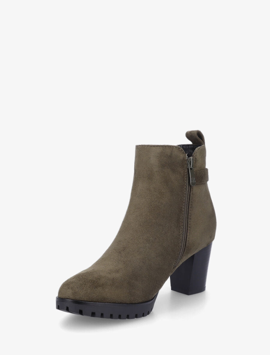 Bottines en suédine à talon - Kaki - 3