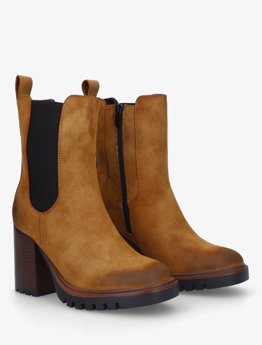 Bottines montantes en suédine - Camel - 4