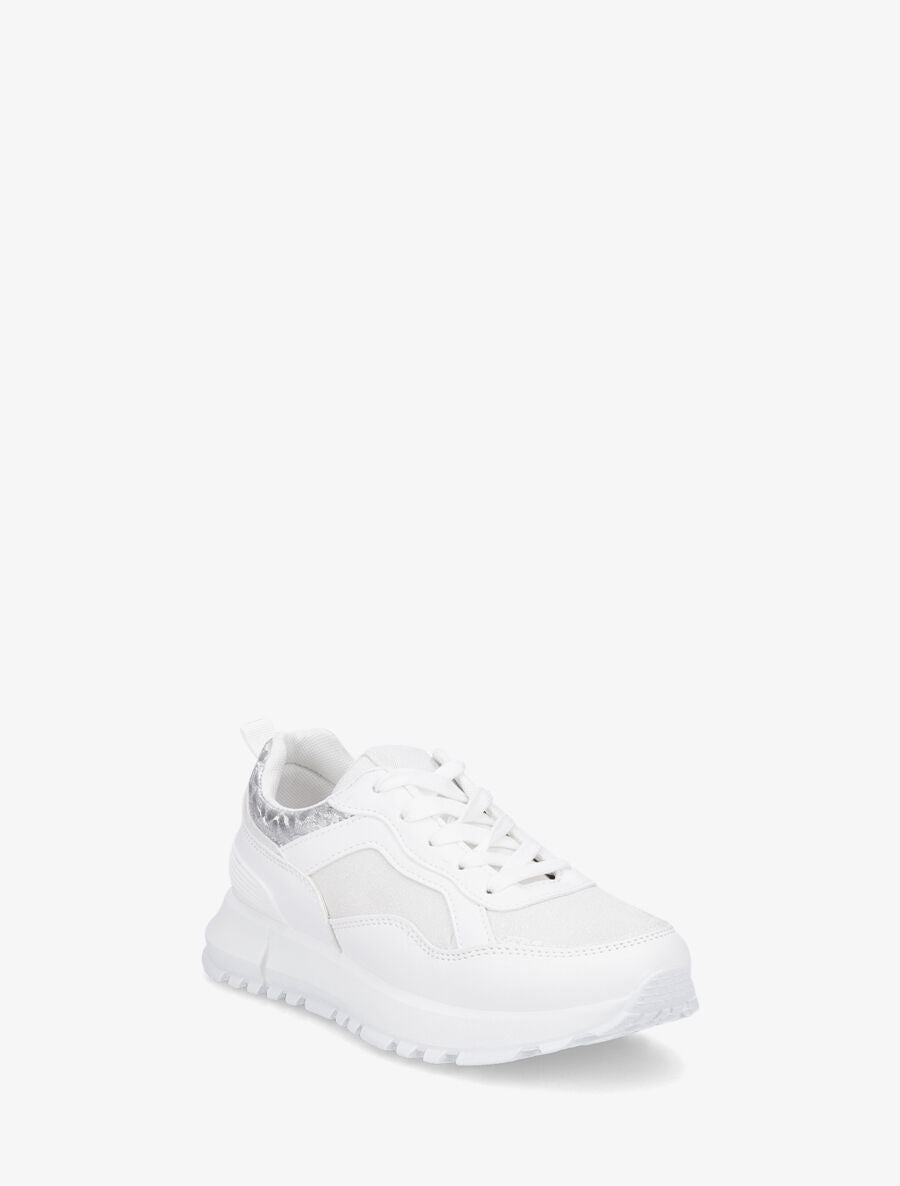 Sneakers compensées et paillettes - Blanc - 2