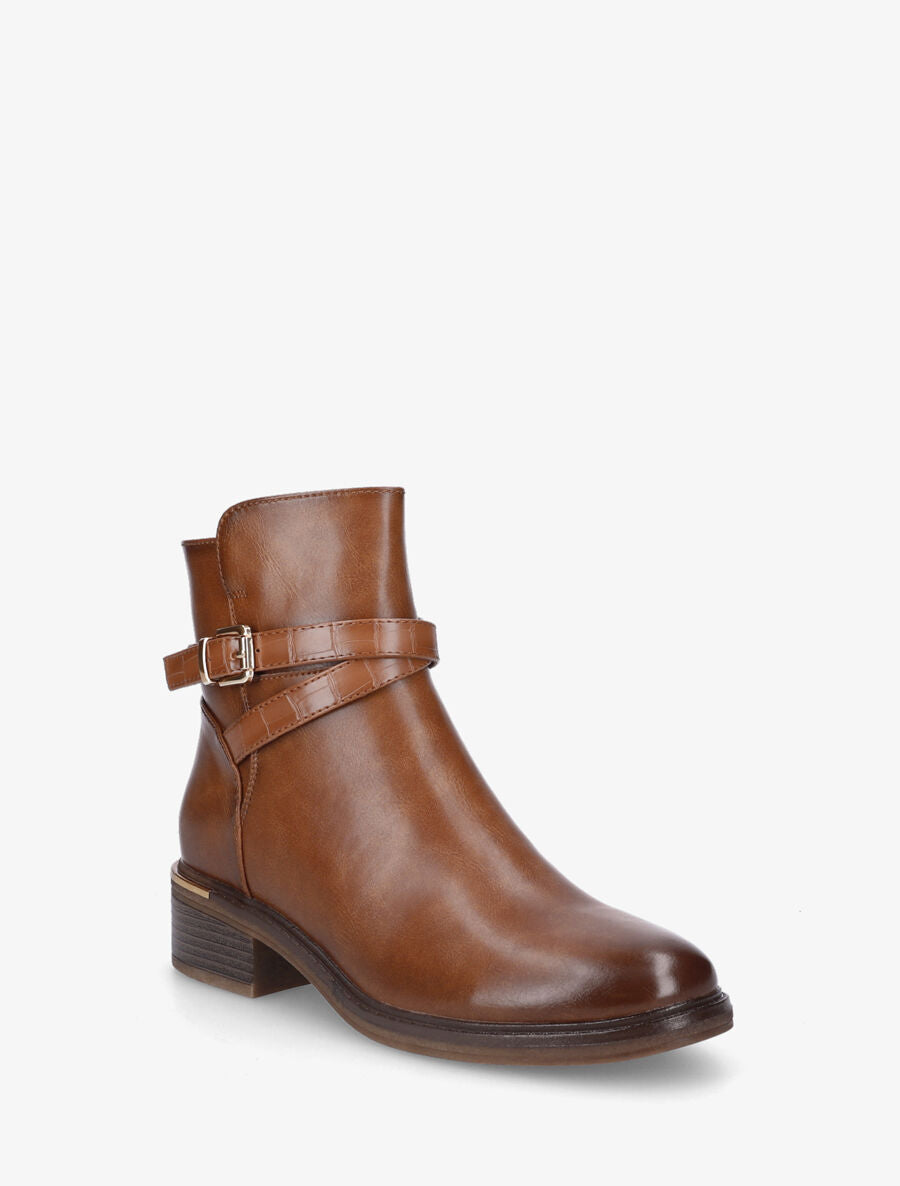 Bottines classiques à boucle en simili - Camel - 2