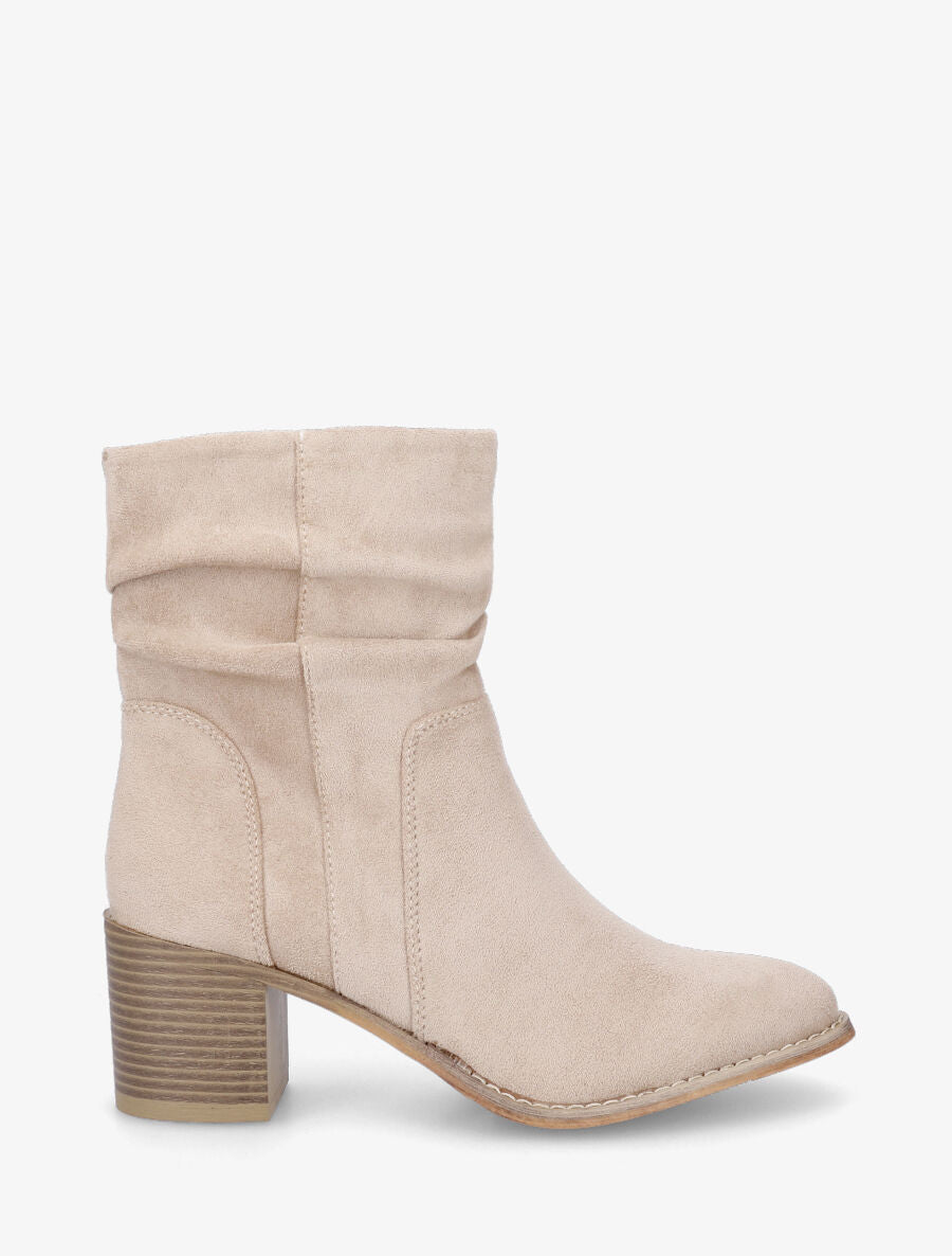 Bottines froncés en suédine - Beige - 1