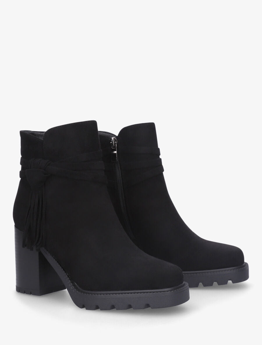 Bottines en suédine à talon - Noir - 4