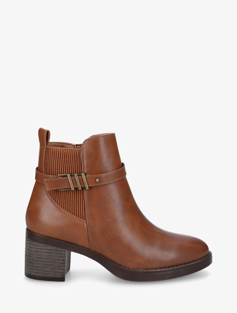 Bottines élastiquées à talon - Camel - 1