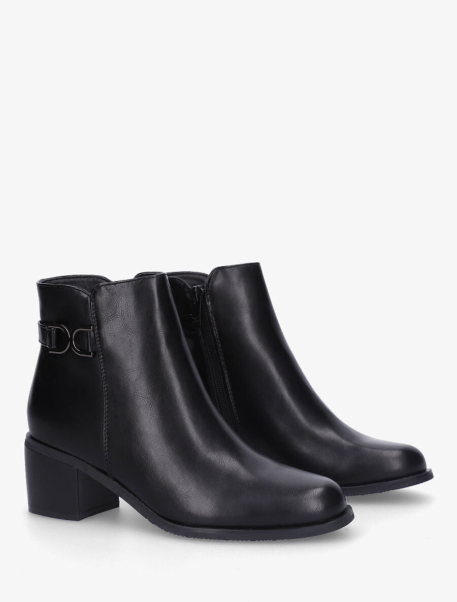 Bottines en simili à talon - Noir - 4