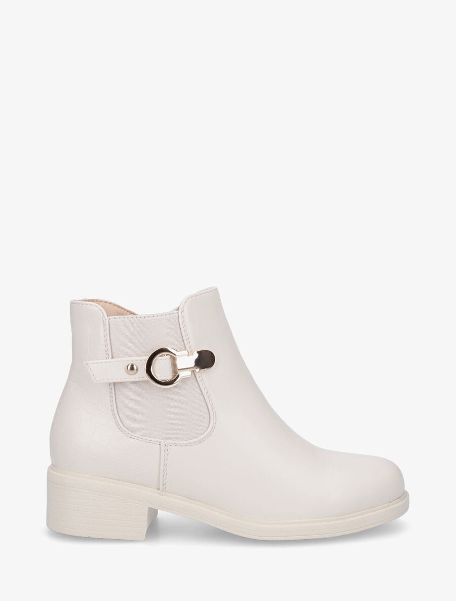 Bottines plates élastiquées croco - Beige - 5
