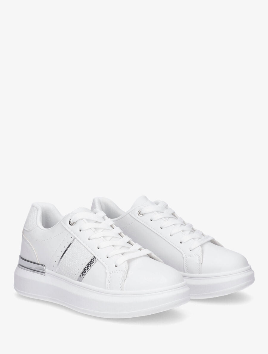 Sneakers compensées à empiècement métal - Blanc - 4