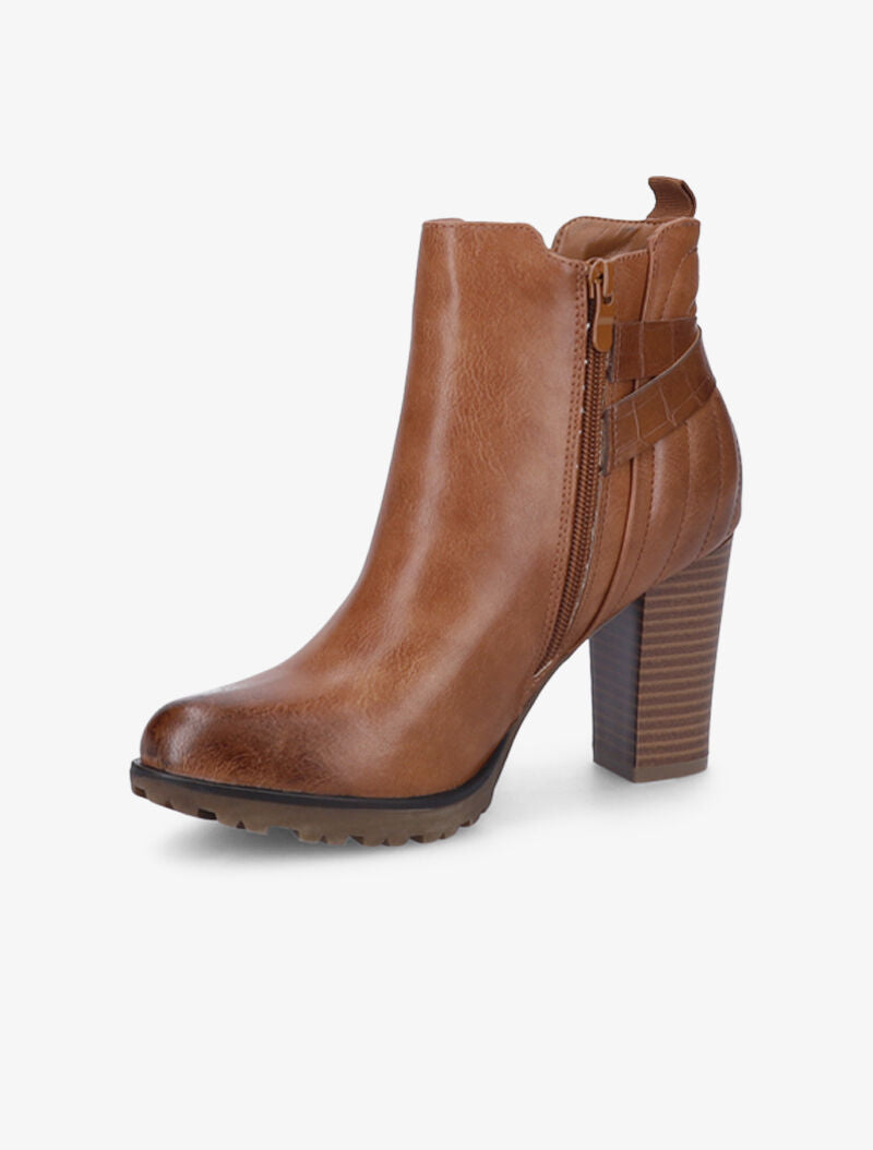 Bottines à contrefort à coutures stylisées - Camel - 4