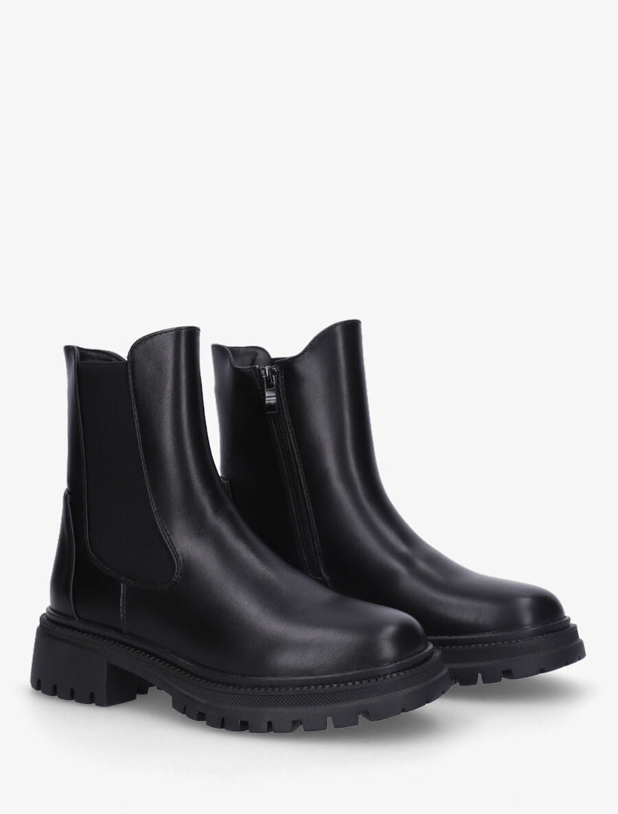 Bottines élastiquées en simili - Noir - 4