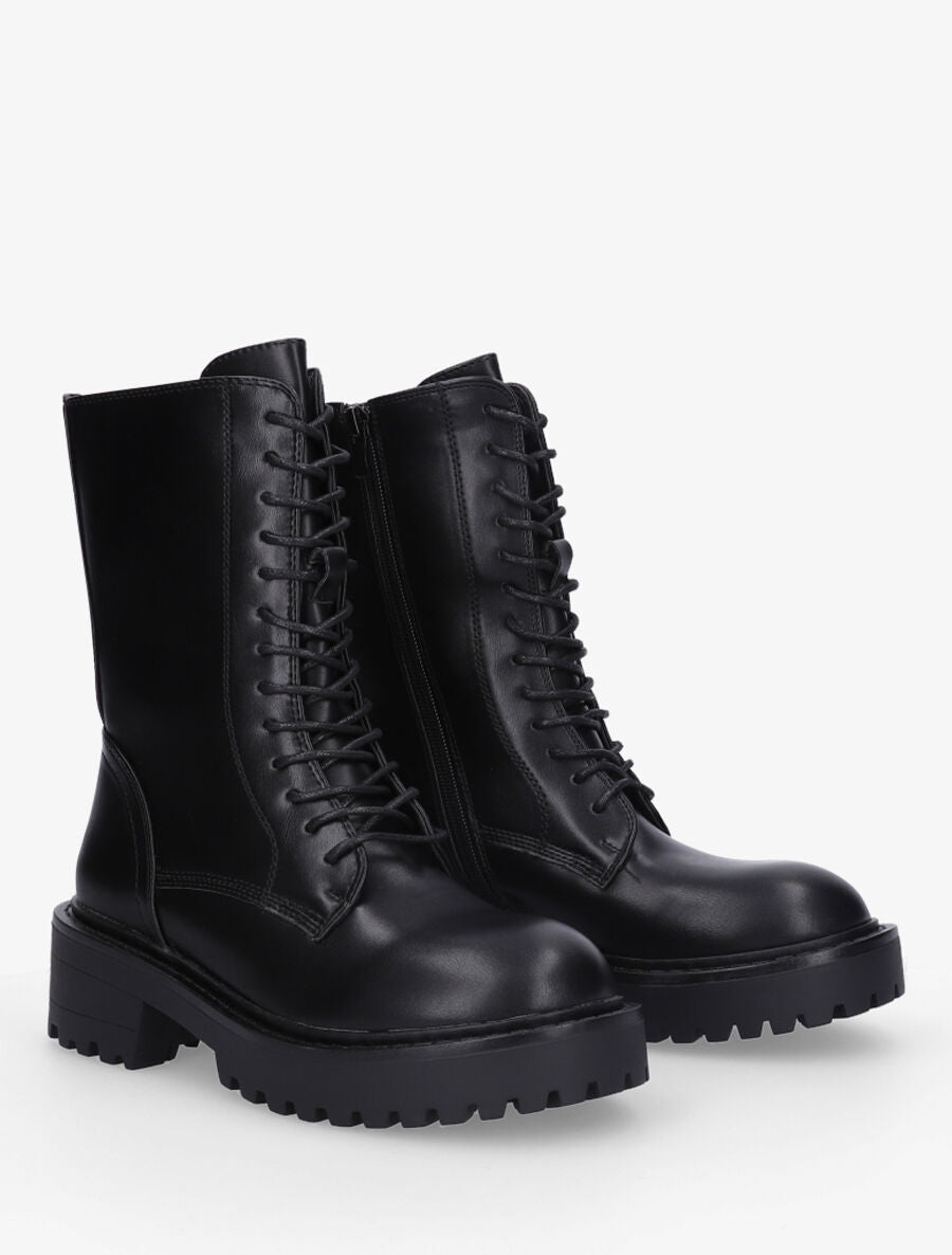Bottines montantes en simili - Noir - 4