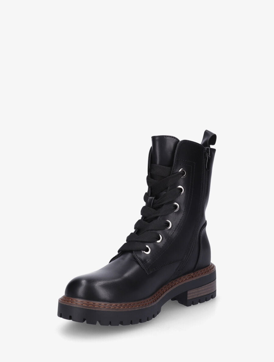 Bottines en simili à lacets épais - Noir - 3
