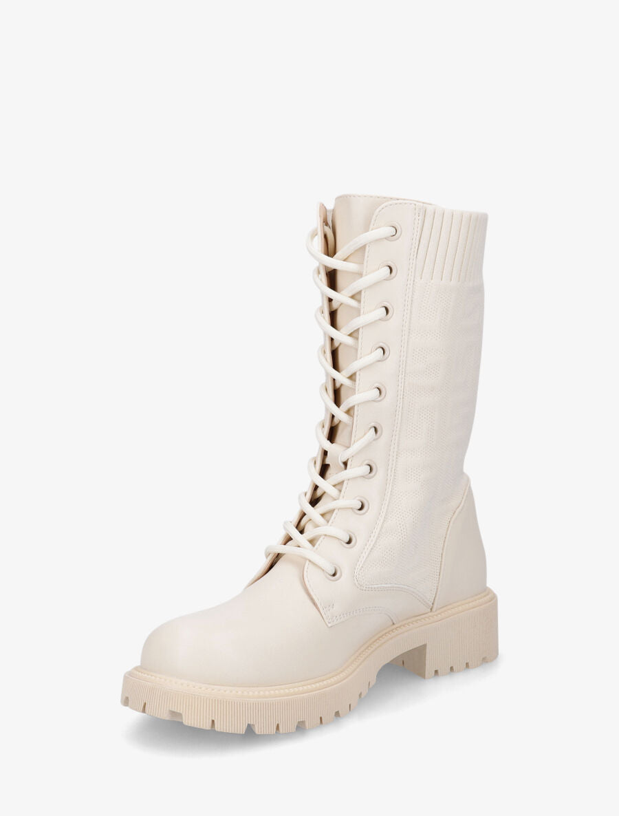Bottines chaussettes à imprimé grec - Crème - 3