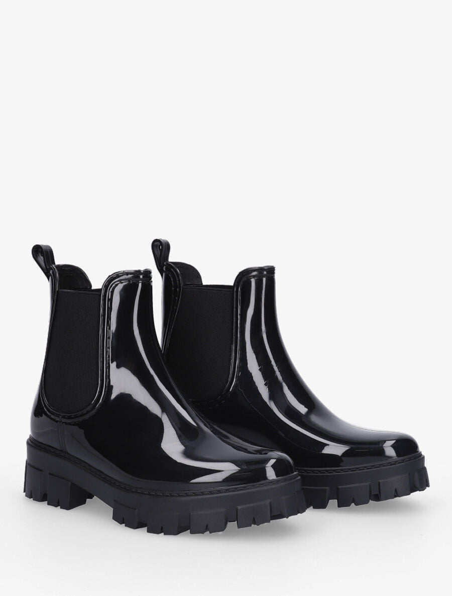 Bottines en caoutchouc vernis - Noir - 4