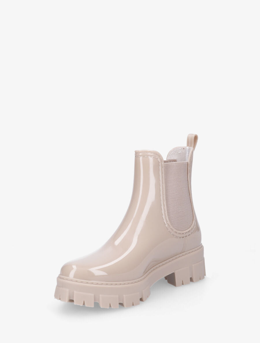 Bottines en caoutchouc vernis - Beige - 3