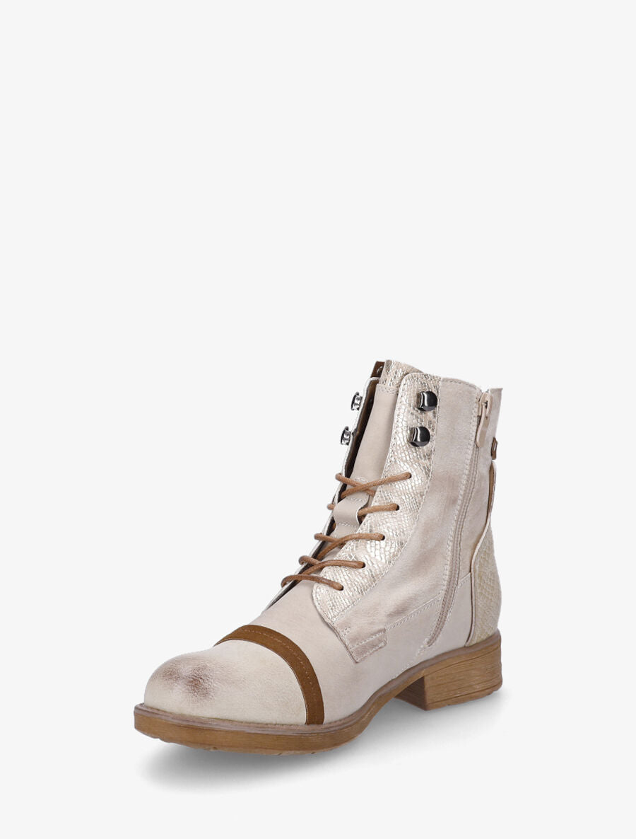 Bottines en simili multi textures - Beige - 3