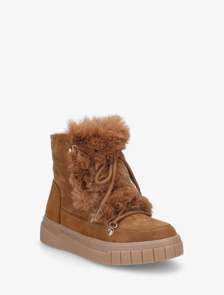 Boots en suédine à fausse fourrure - Camel - 2