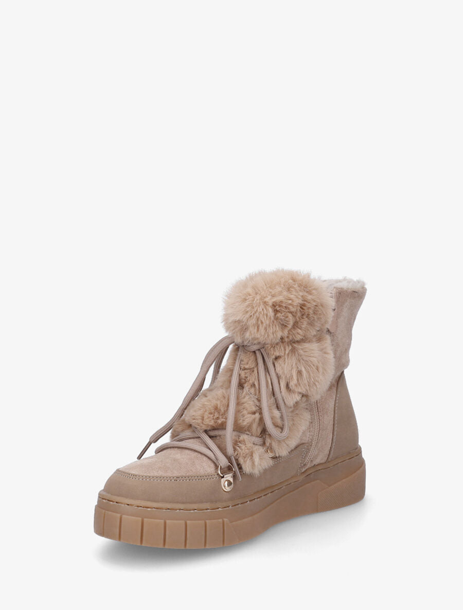 Boots en suédine à fausse fourrure - Taupe - 3