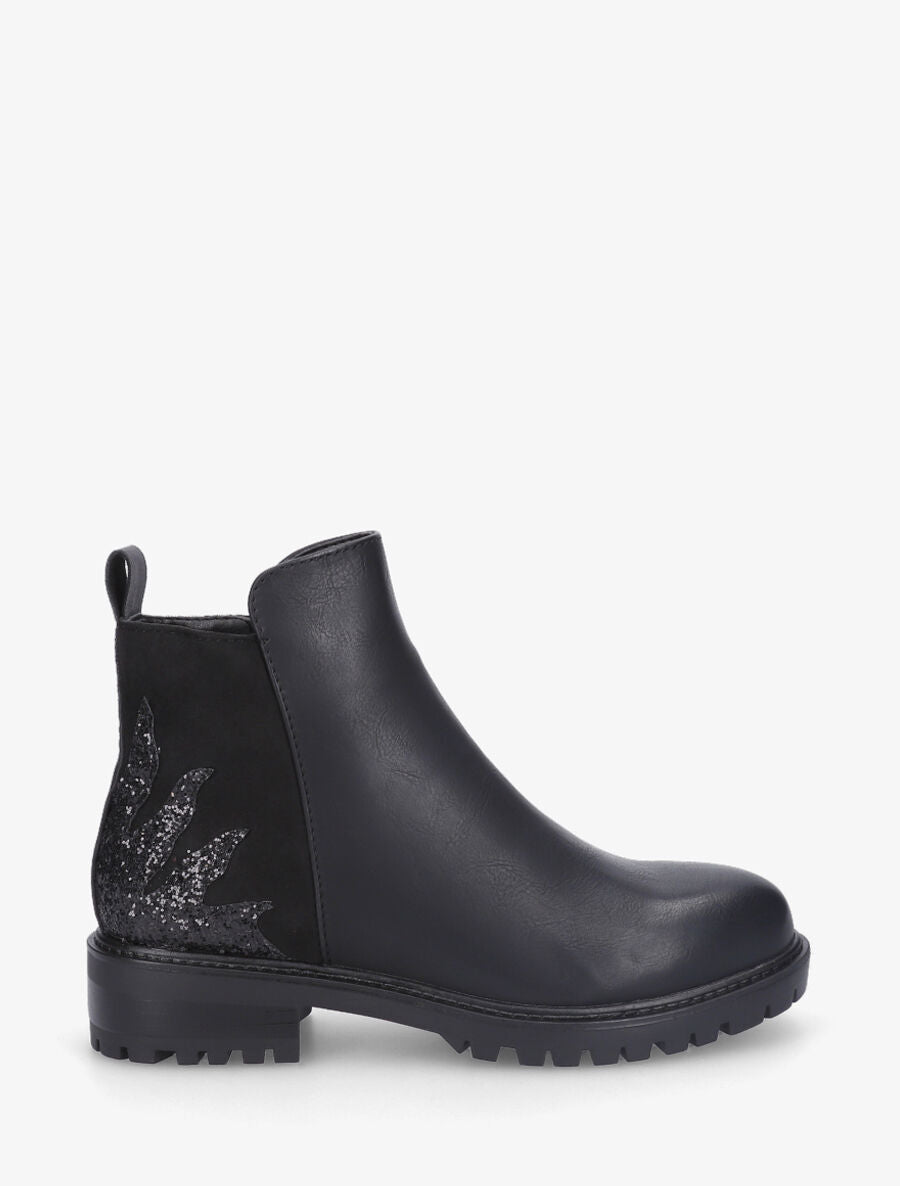 Bottines à contrefort suédine et sequins - Noir - 1
