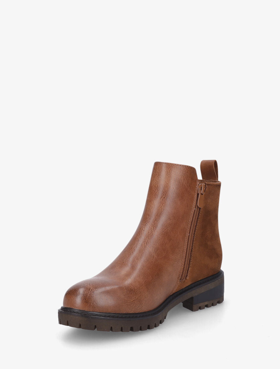Bottines à contrefort suédine et sequins - Camel - 3