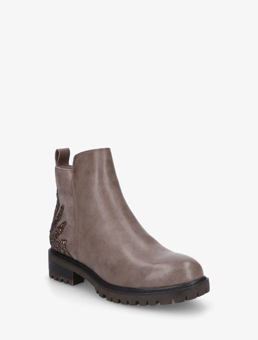 Bottines à contrefort suédine et sequins - Taupe - 2
