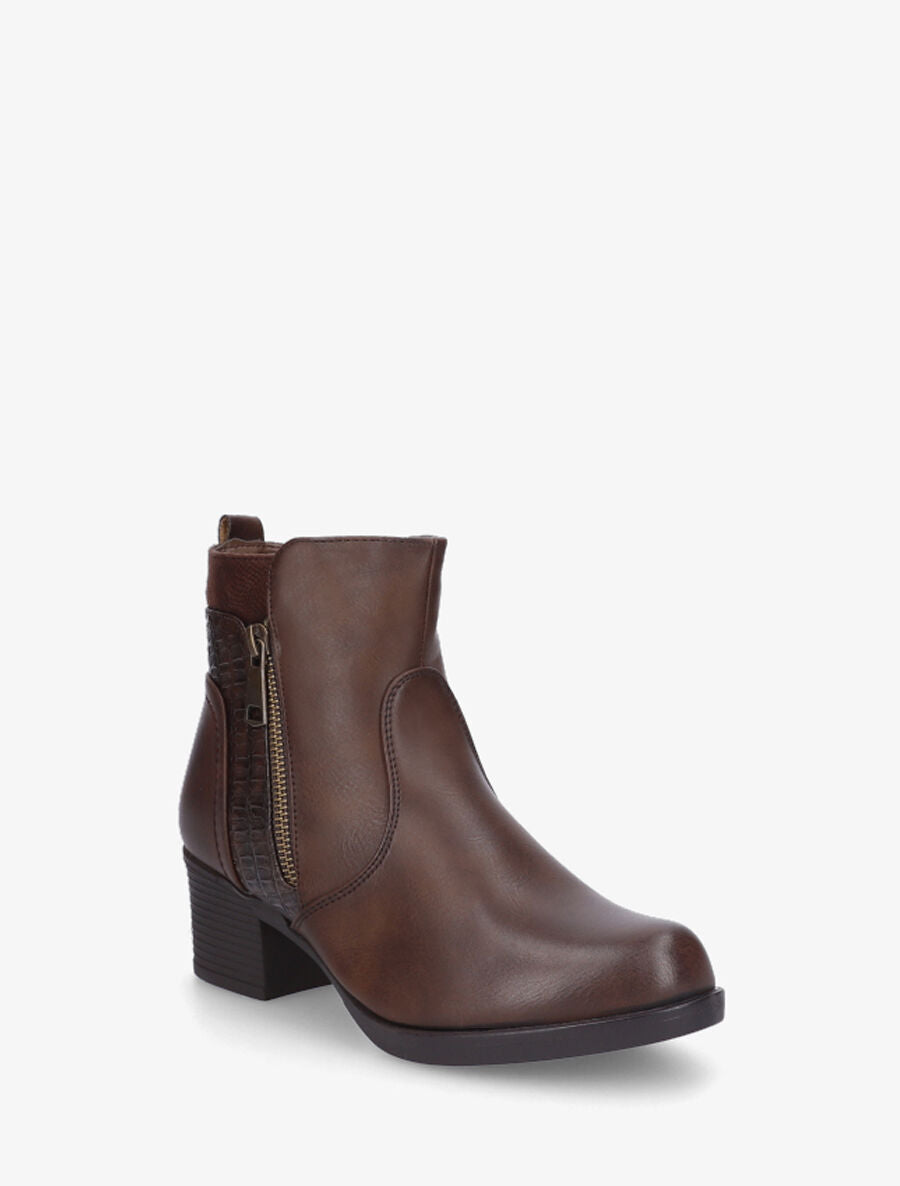 Bottines en simili à détail python - Marron - 2
