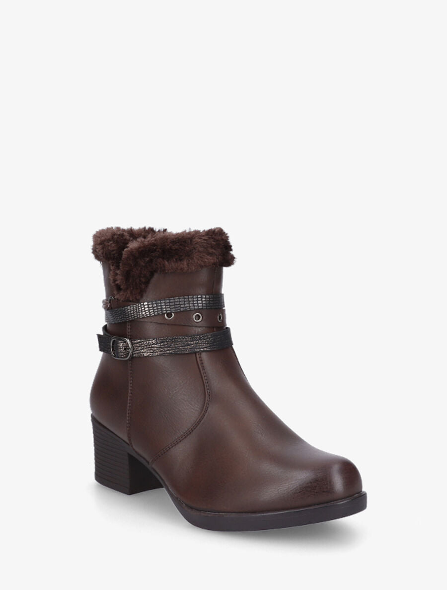Bottines fourrées à talon - Marron - 2