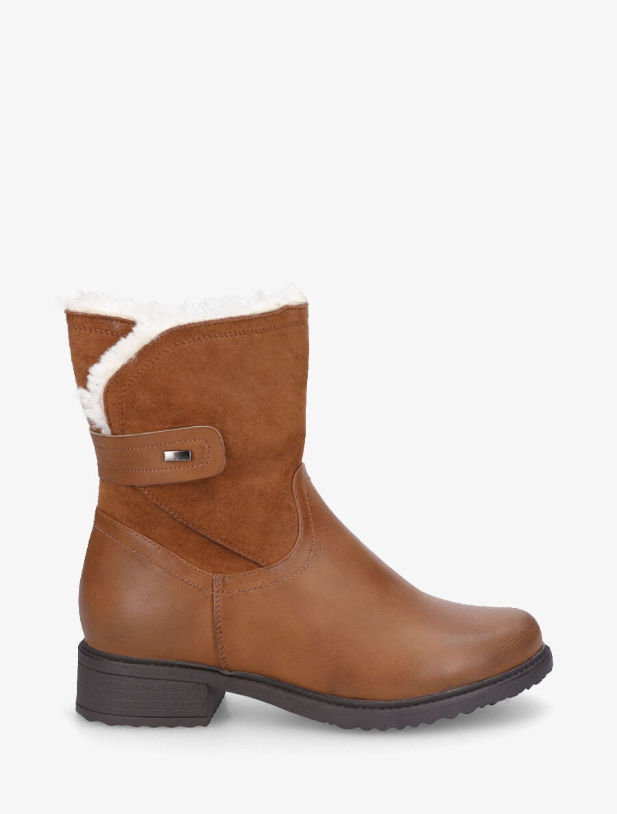 Bottines unies fourrées - Marron - 1