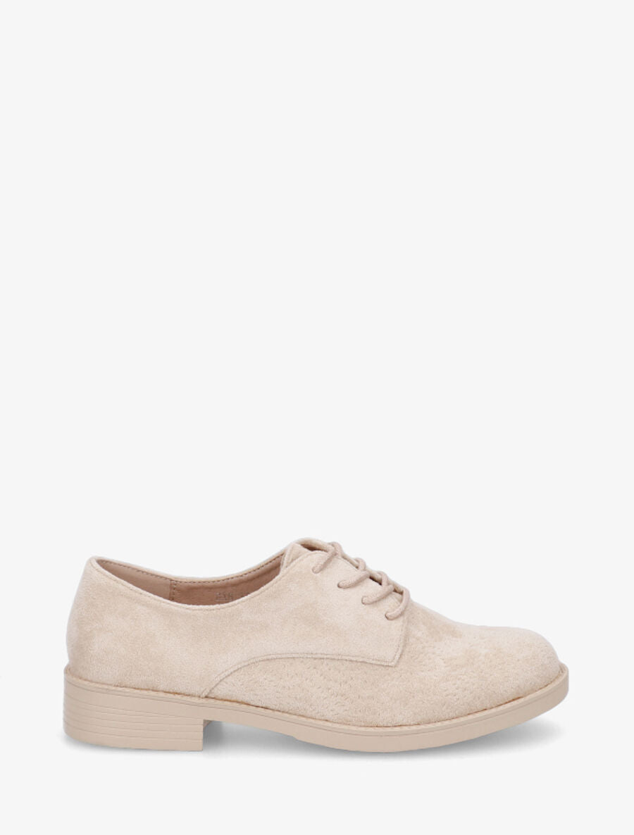 Derbies unies en suédine - Beige - 1