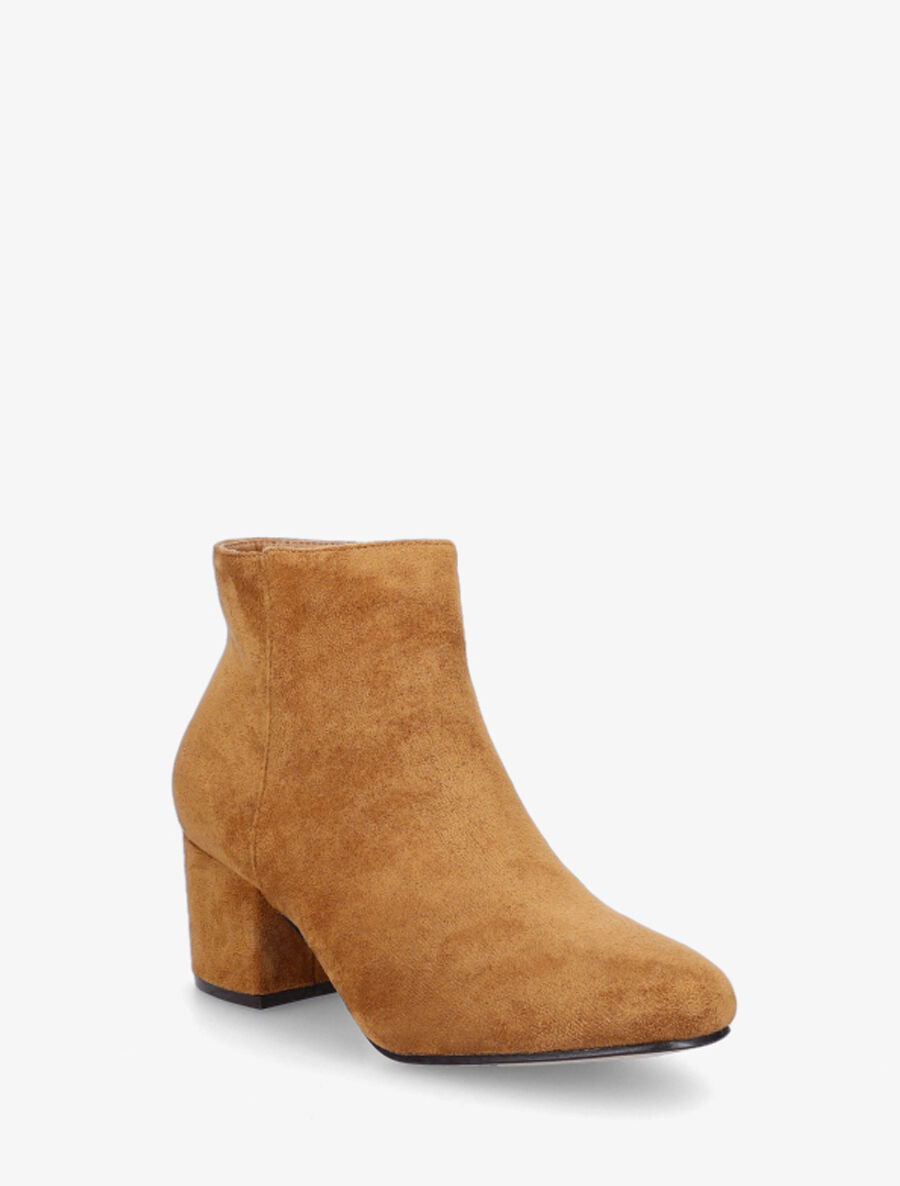 Bottines à talon en suédine - Camel - 2