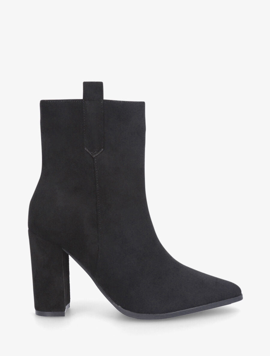 Bottines unies en suédine - Noir - 1