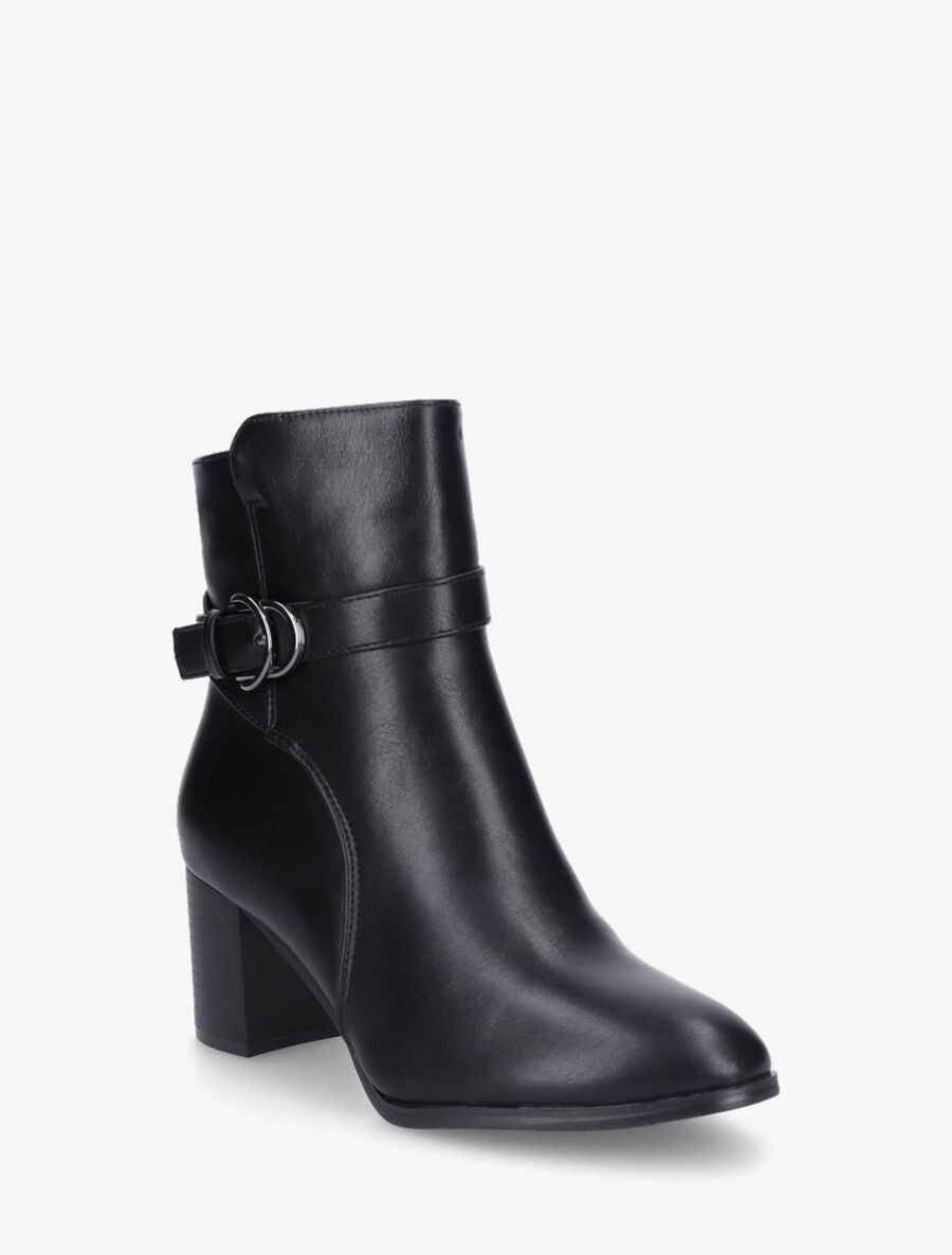 Bottines unies en simili - Noir - 2