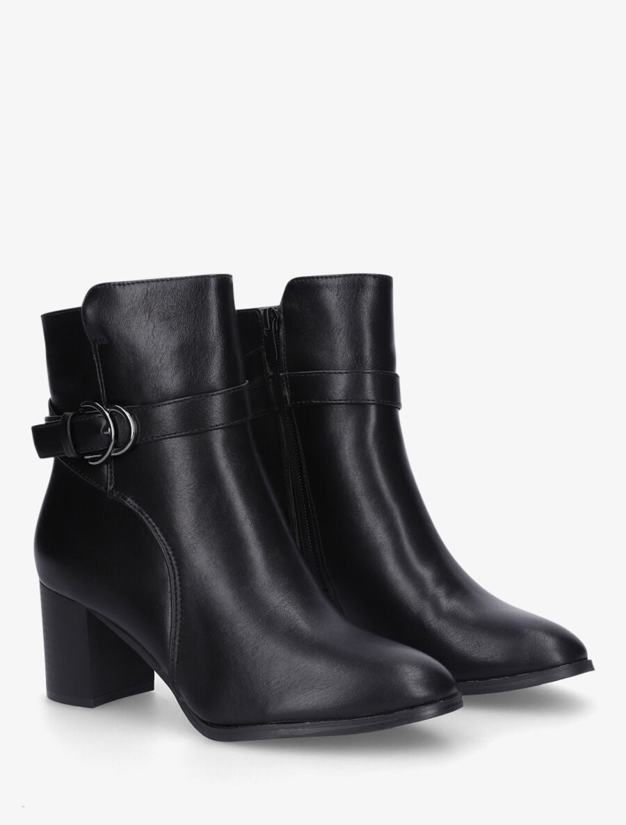 Bottines unies en simili - Noir - 4