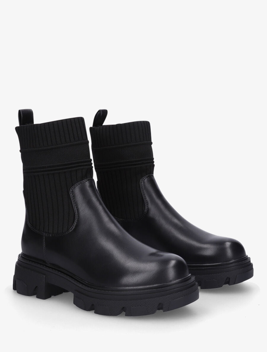 Bottines en simili style chaussettes - Noir - 4