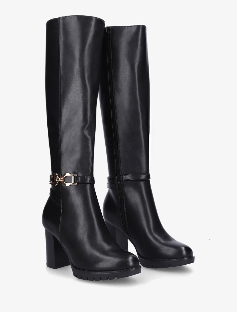 Bottes en simili à talon - Noir - 4