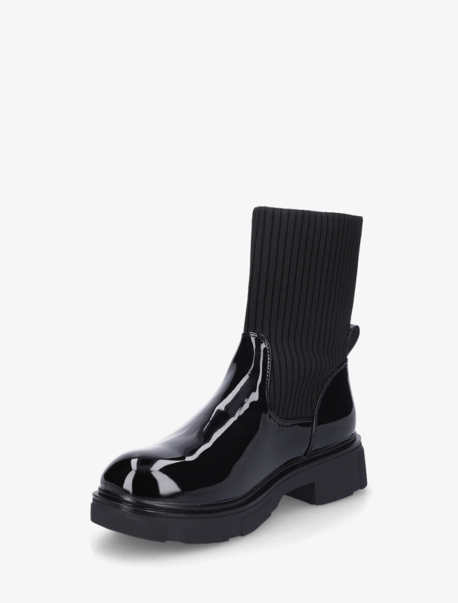 Bottines vernies style chaussettes - Noir - 3