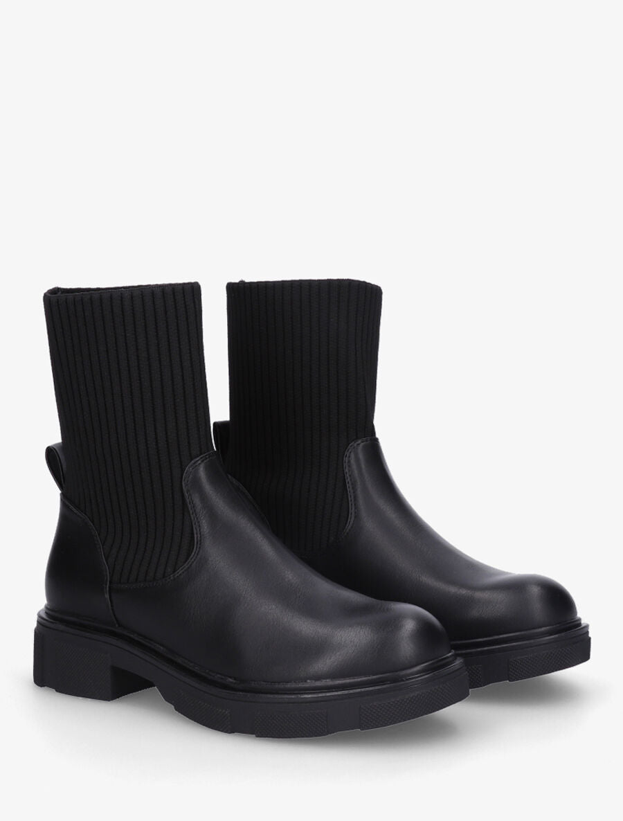 Bottines style chaussettes en simili - Noir - 4