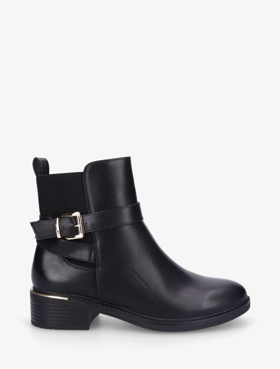 Bottines en simili et métal au talon - Noir - 5
