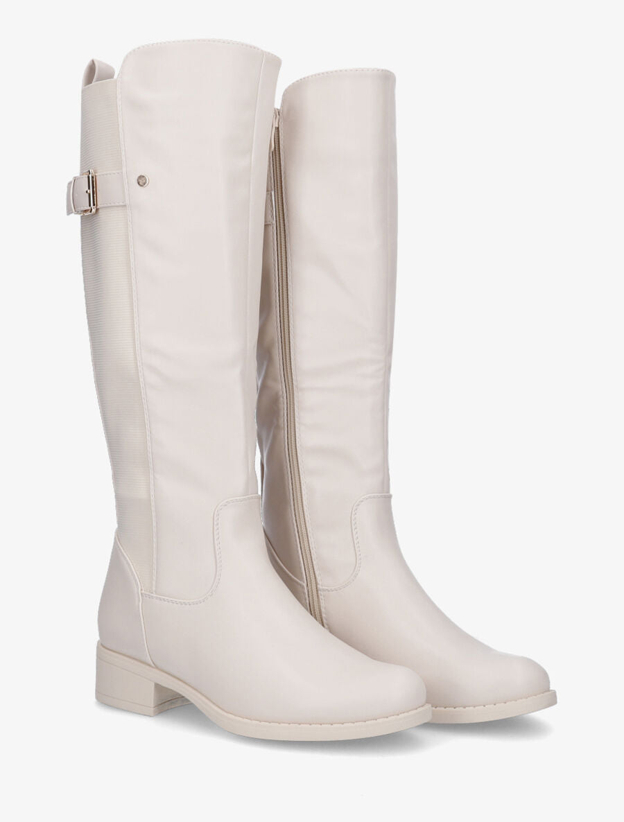 Bottes plates élastiquées à boucle - Beige - 4