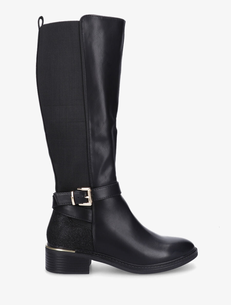 Bottes à contrefort paillété et métal - Noir - 1