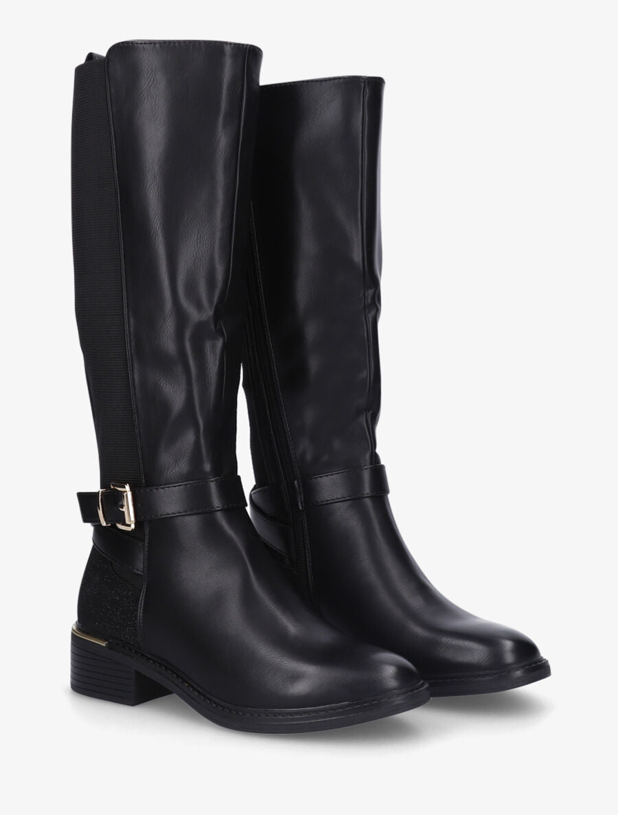 Bottes à contrefort paillété et métal - Noir - 4