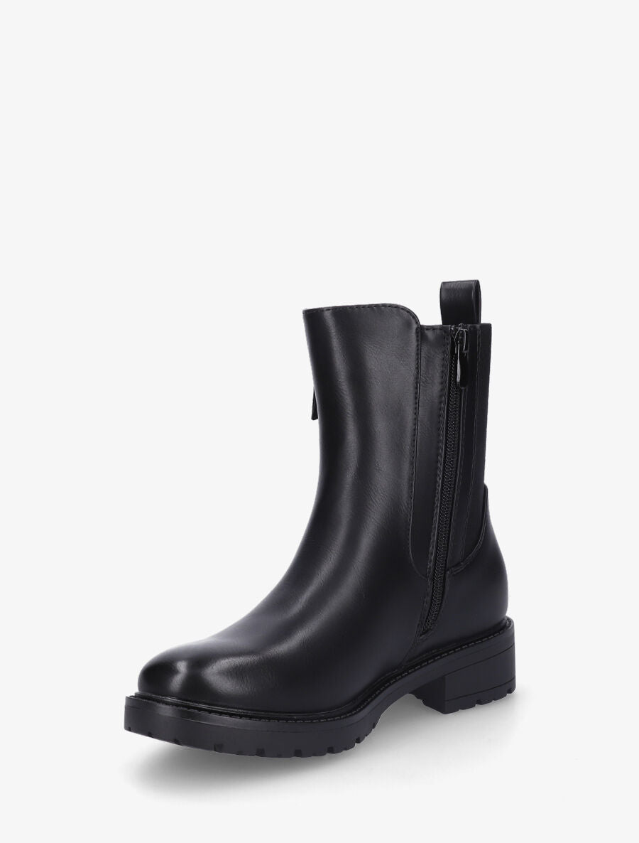 Bottines en simili à zip décoratif - Noir - 3