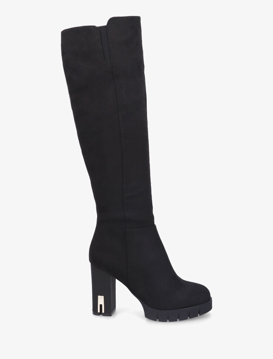 Bottes en suédine à empiècement au talon - Noir - 1