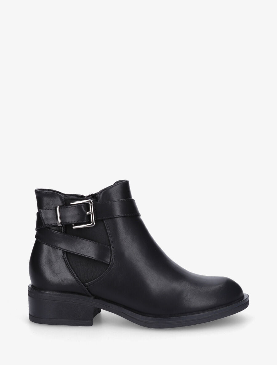 Bottines à boucle en simili - Noir - 5