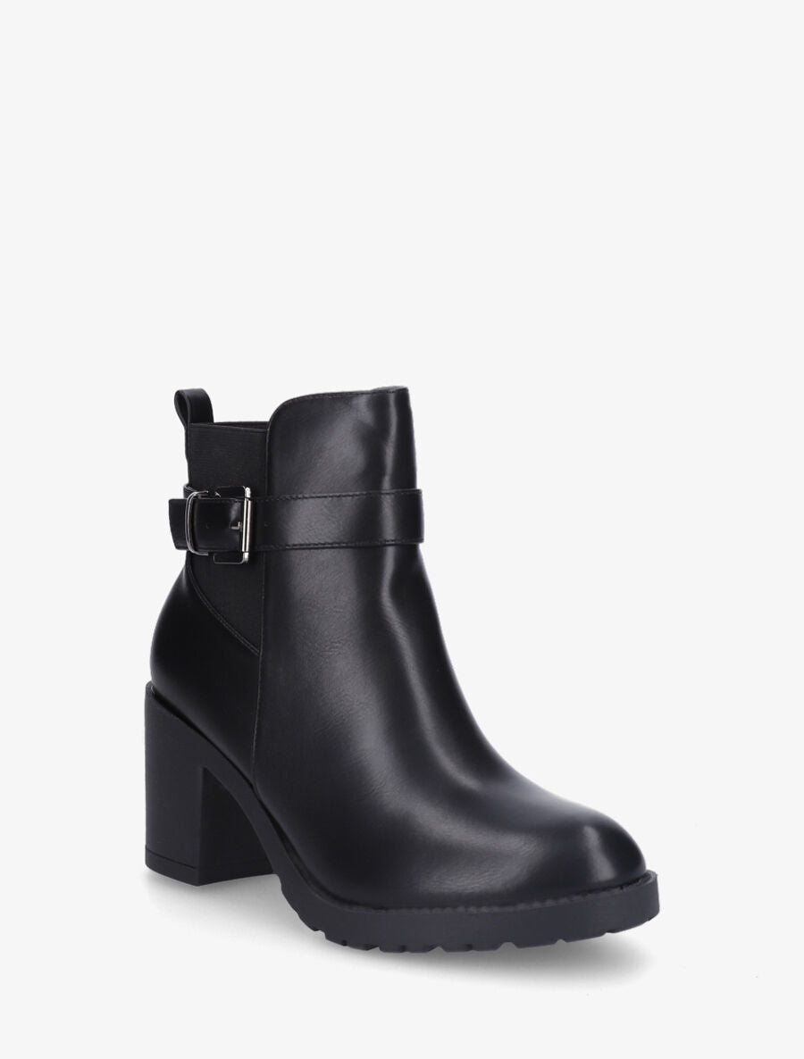 Bottines en simili à semelle crantée - Noir - 2