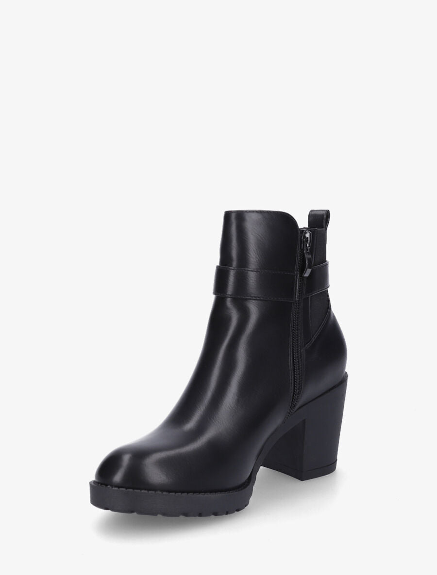Bottines en simili à semelle crantée - Noir - 3