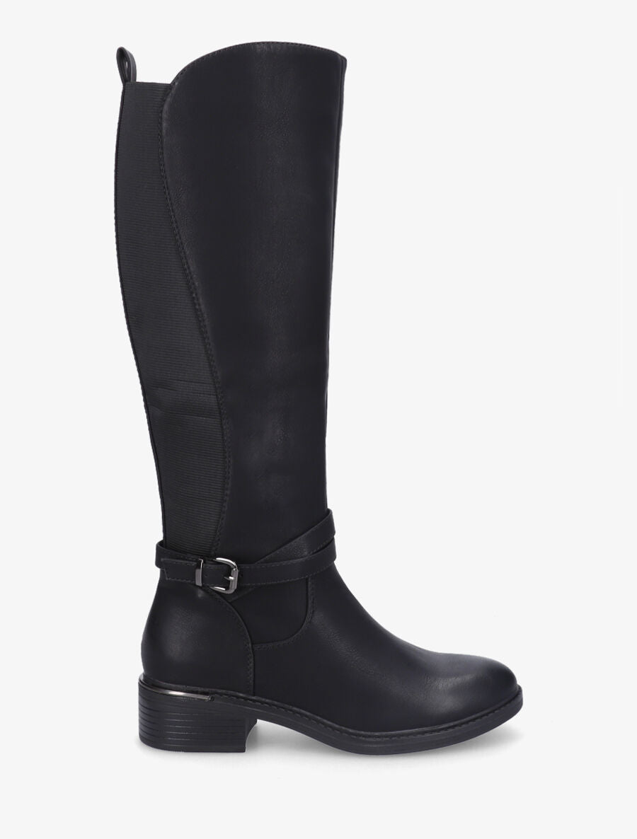Bottes élastiquées à empiècement métallique au talon - Noir - 1