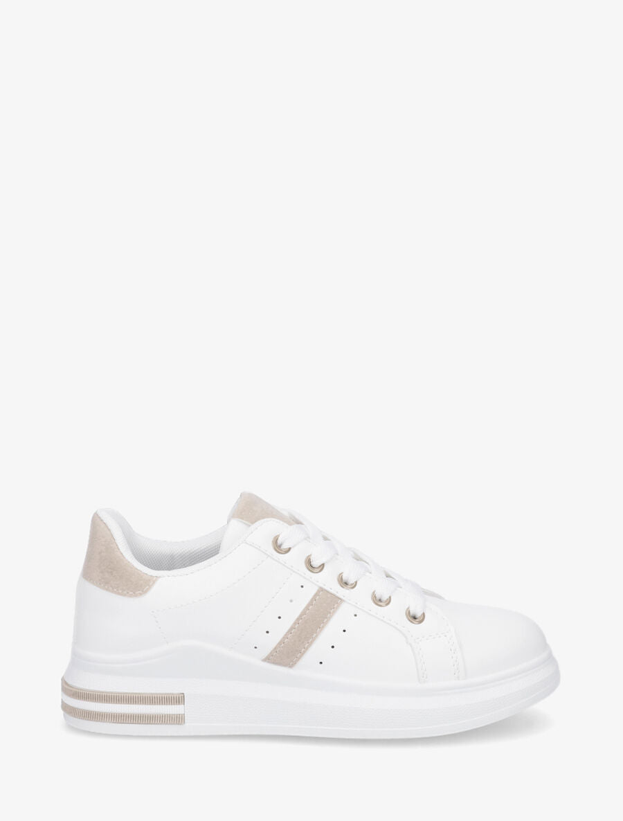Baskets classiques en simili - Blanc/beige - 5