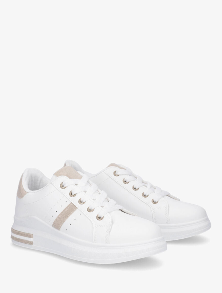Baskets classiques en simili - Blanc/beige - 4